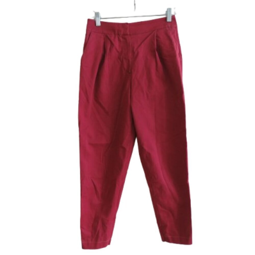 ANTHROPOLOGIE EXQUISE Barrel Leg High Rise Chino Pants in Cedar Red Sz XS Petite